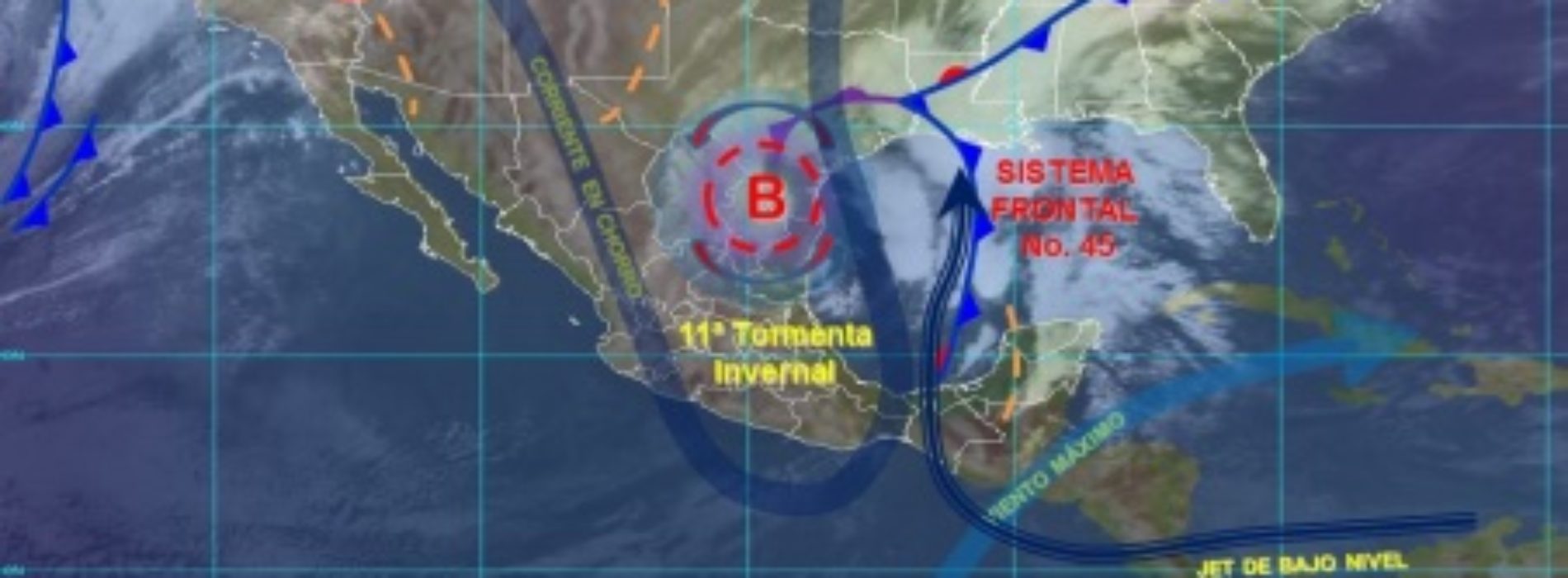 Frente Frío 45 propiciará lluvias aisladas en territorio oaxaqueño