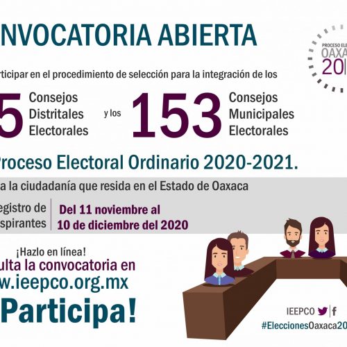 Convoca IEEPCO a integrar Consejos Distritales y Municipales 