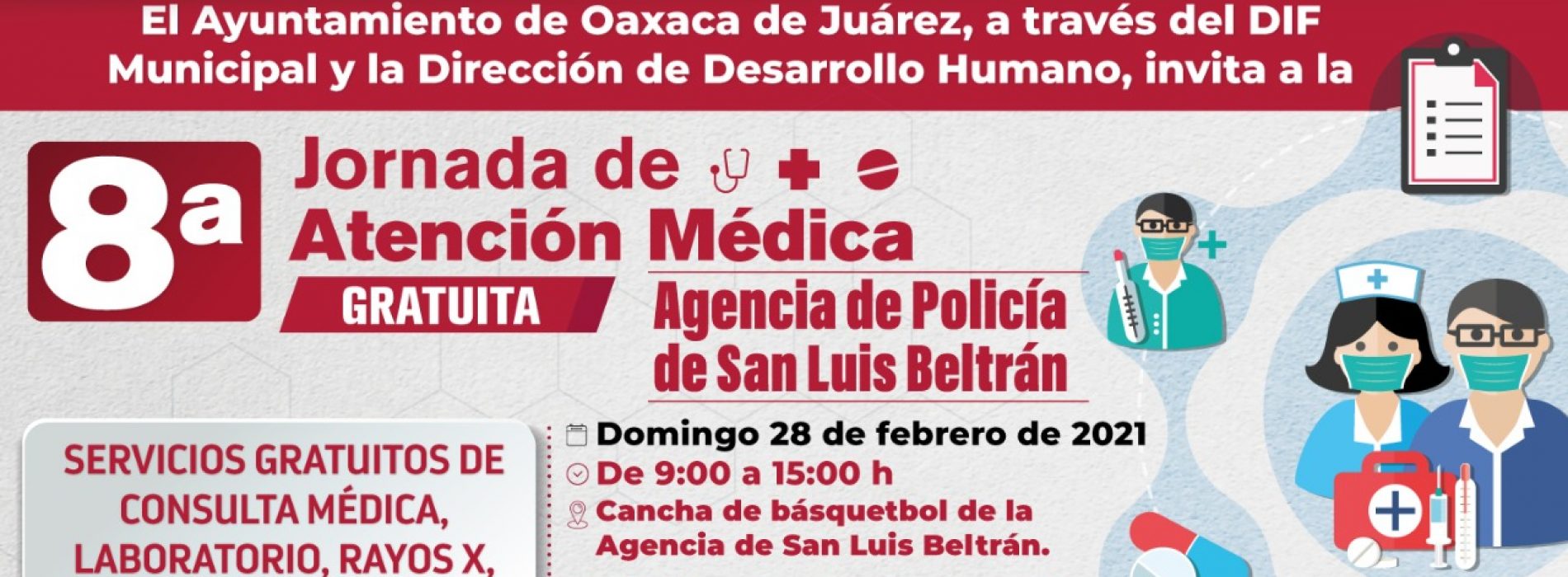 Invita el Ayuntamiento de Oaxaca a la Octava Jornada de Atención Médica Gratuita en San Luis Beltrán