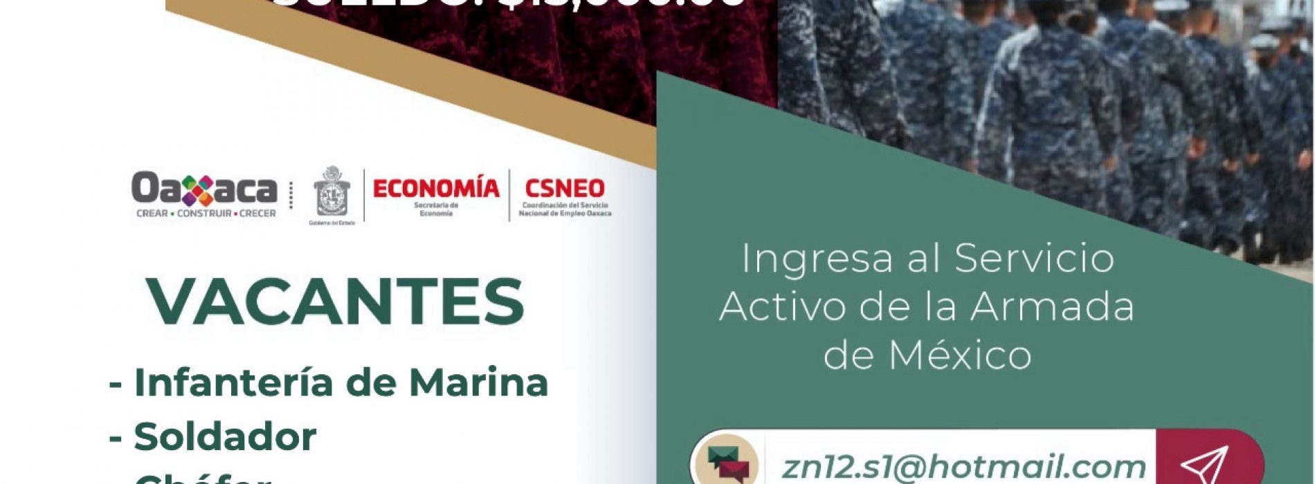 Oferta Secretaría de Marina más de 250 vacantes de empleo en el Istmo de Tehuantepec