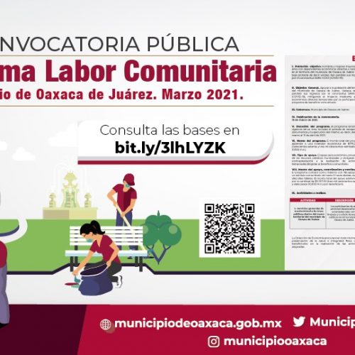 Participa en la tercera etapa del programa Labor Comunitaria del Ayuntamiento de Oaxaca