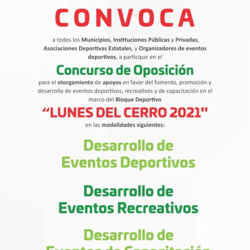 Convoca Incude Oaxaca al Concurso de Oposición para el  “Bloque Deportivo Lunes del Cerro 2021”