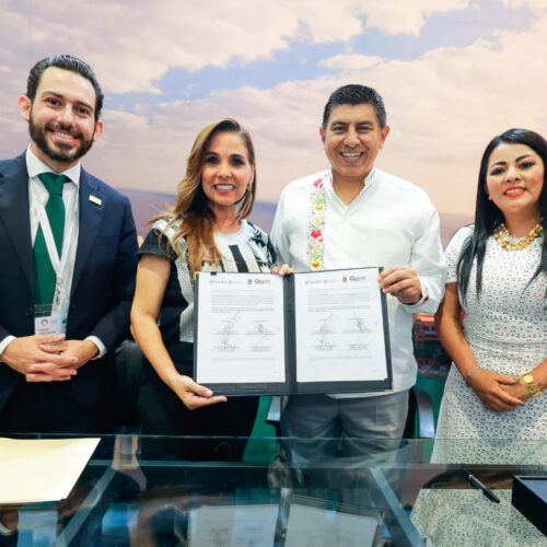 Firman Salomón Jara y Mara Lezama convenio de colaboración en materia turística